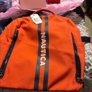Nautica Bold Orange Backpack with Black Accents